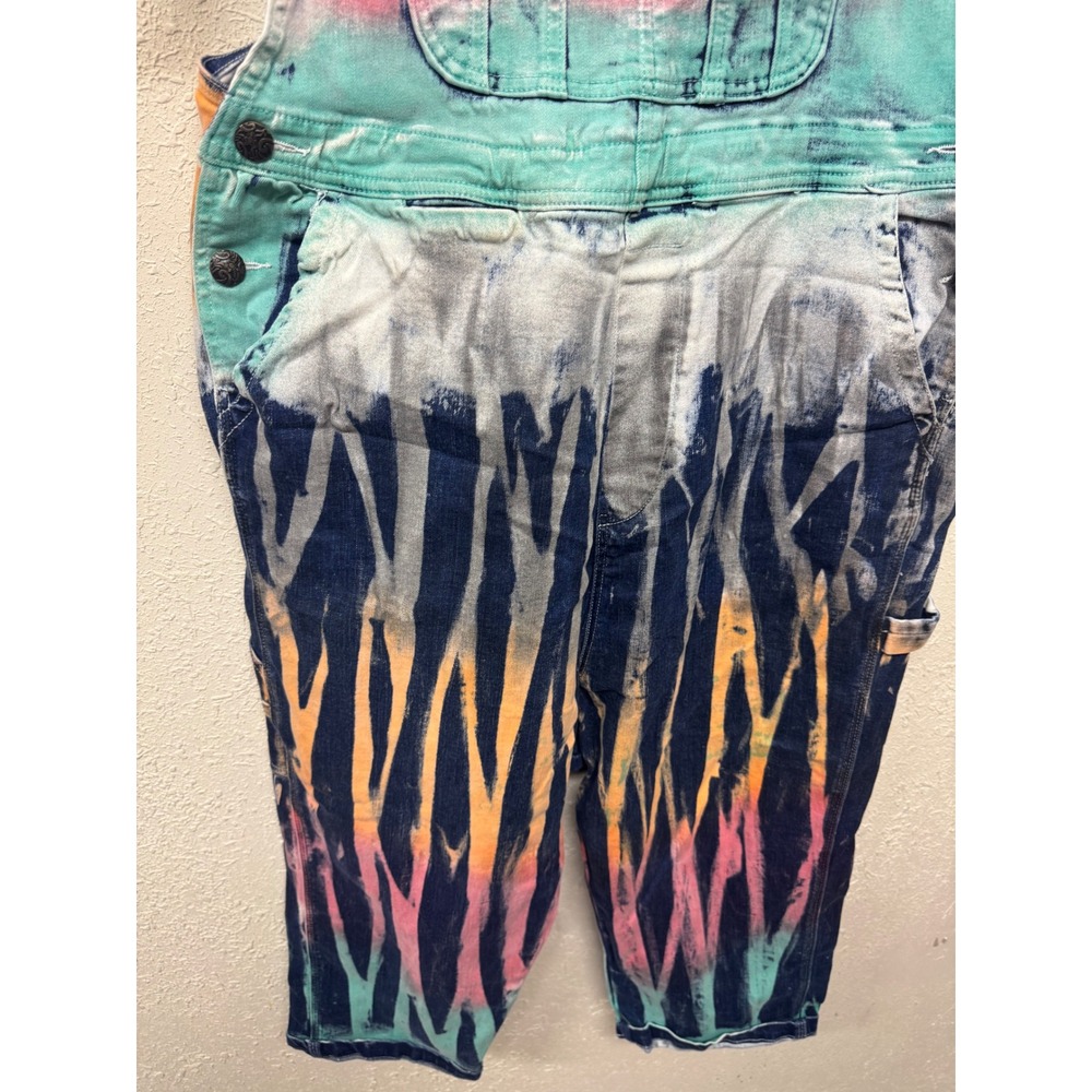 Monthorigin Rainbow Denim Overalls Women L Baggy Boho Lagenlook Art To Wear